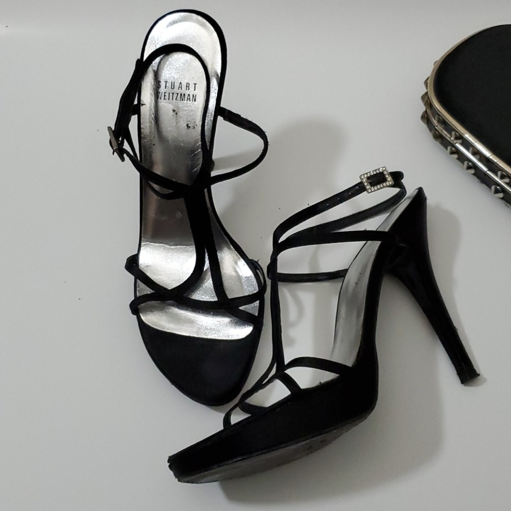 STUART WEITZMAN Strappy Satin Heels
